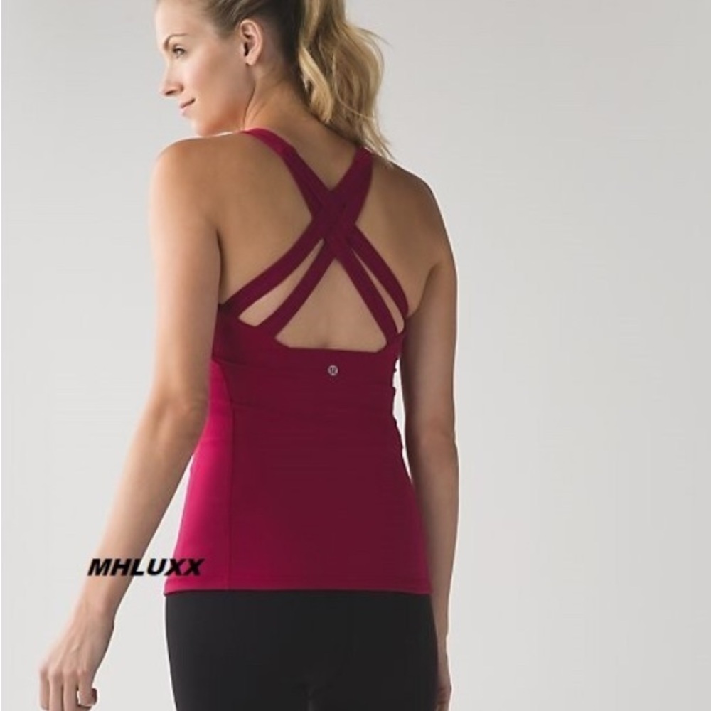 Lululemon Ready Set Sweat Tank Top Raspberry Mesh Built In Bra Women's Size 10
